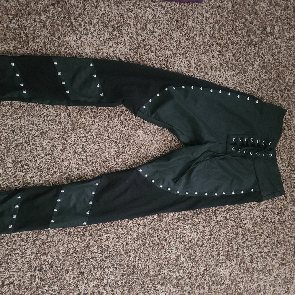 Killstar black leather studded leggings